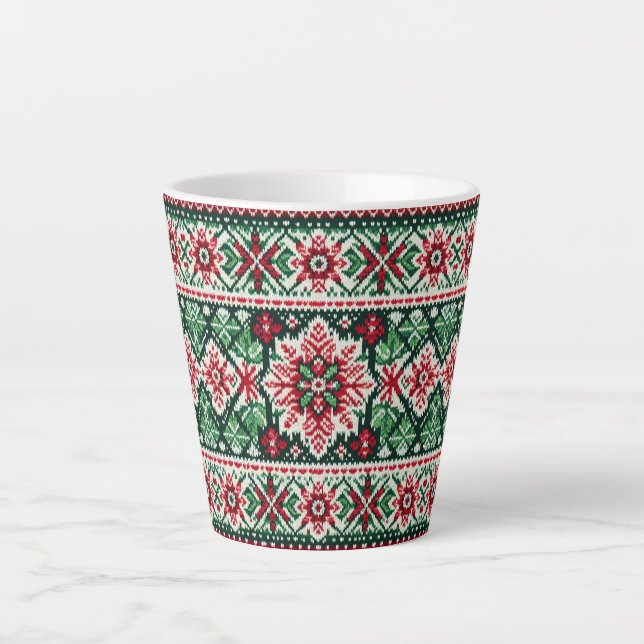 Tasse Latte Foire de Noël/hiver île rouge et verte (Devant)