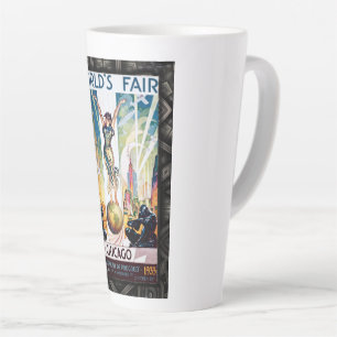 Tasse Latte Foire mondiale de Chicago 1933 Poster vintage