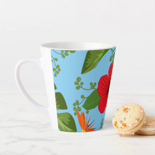 Tasse Latte Fond de fleurs tropicales 12