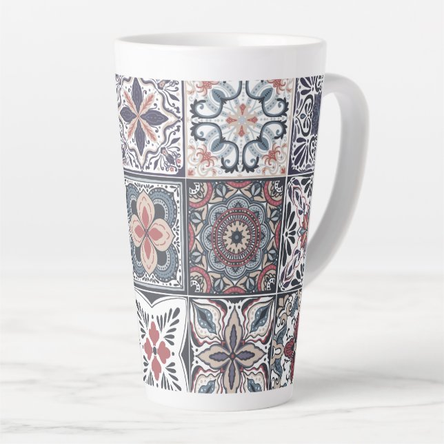 Tasse Latte Fond d'écran Backsplashes / Talavera inspiré tuile (Angle droit)