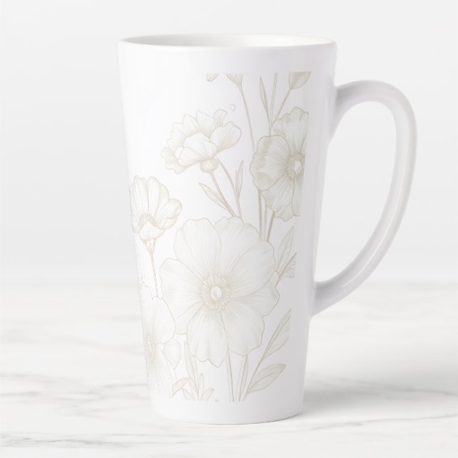Tasse Latte Fond élégant à motif floral bohème encadré par des (Droite)