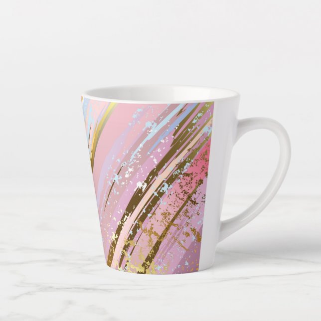 Tasse Latte Fond rose texturé (Droite)