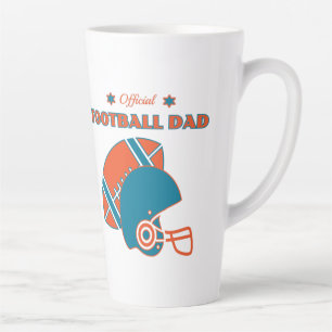 Tasse Latte Football papa sportifs amateurs orange bleu vintag