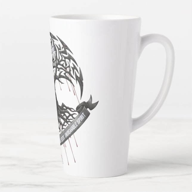 Tasse Latte Force à travers la douleur – Citation motivationne (Droite)