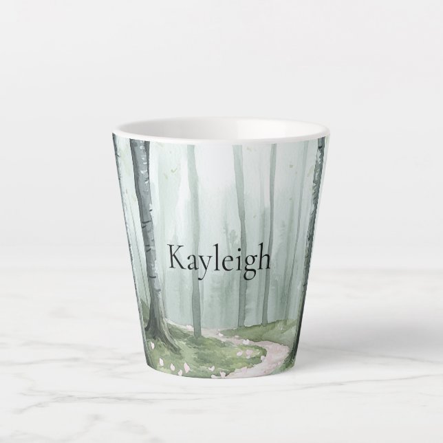 Tasse Latte Forêt de Noël Enchantée Romantique (Devant)