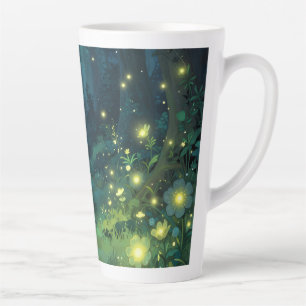Tasse Latte Forêt Enchantée Lueur Nuit Magique