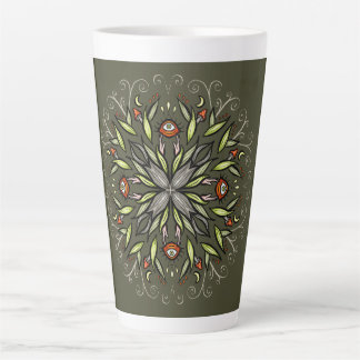 Tasse Latte Forêt sombre Verte Goblincore Champignon Yeux Trip