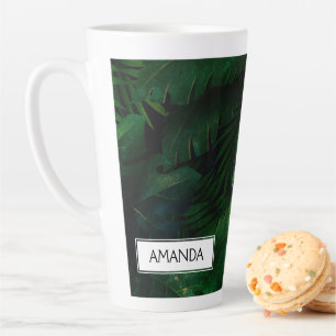 Tasse Latte Forêt tropicale tropicale feuillage vert