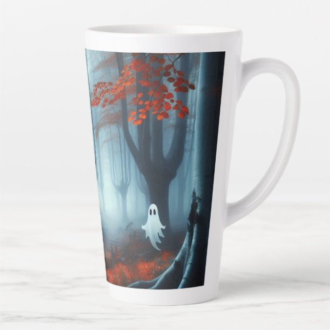 Tasse Latte Forêts éffrayantes d'automne avec un fantôme (Droite)