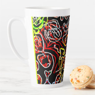Tasse Latte Forme Motif de néon élégant et coloré