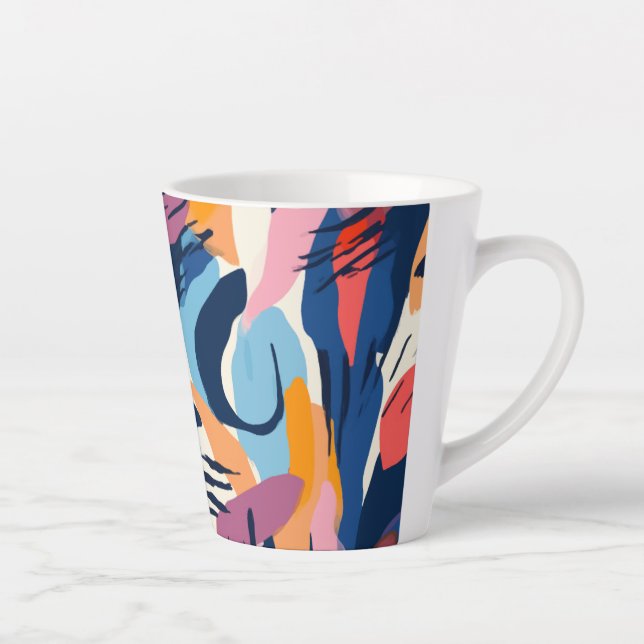 Tasse Latte Formes Abstraites Modernes Vibrantes Motif (Droite)