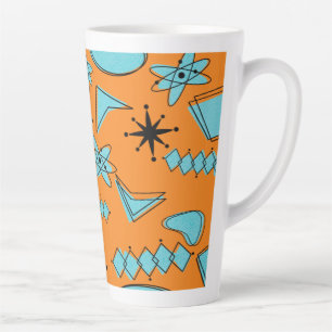 Tasse Latte Formes atomiques MCM Turquoise sur orange