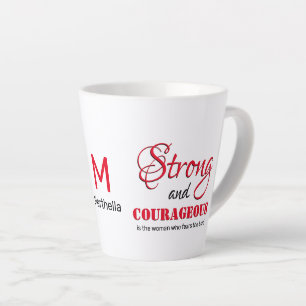 Tasse Latte FORTE FEMME COURAGEUSE MONogramme chrétien