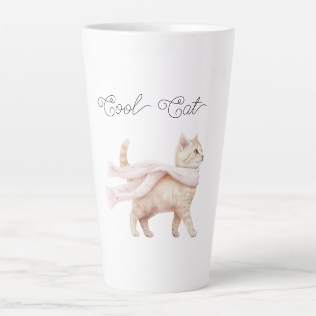 Tasse Latte Foulard Rose Blush Cool Cat (Devant)