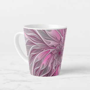 Tasse Latte Fractal Art Rose Flower Dream, Imaginaire Floral