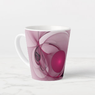 Tasse Latte Fractal Balançant, Art Abstrait Moderne Rose Baie