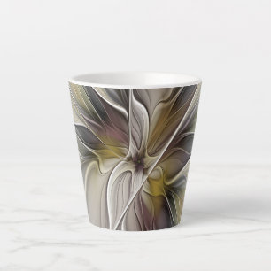 Tasse Latte Fractal floral, fleur de fantaisie aux couleurs de