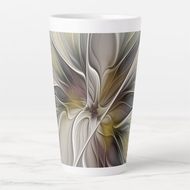 Tasse Latte Fractal floral, fleur de fantaisie aux couleurs de (Devant)