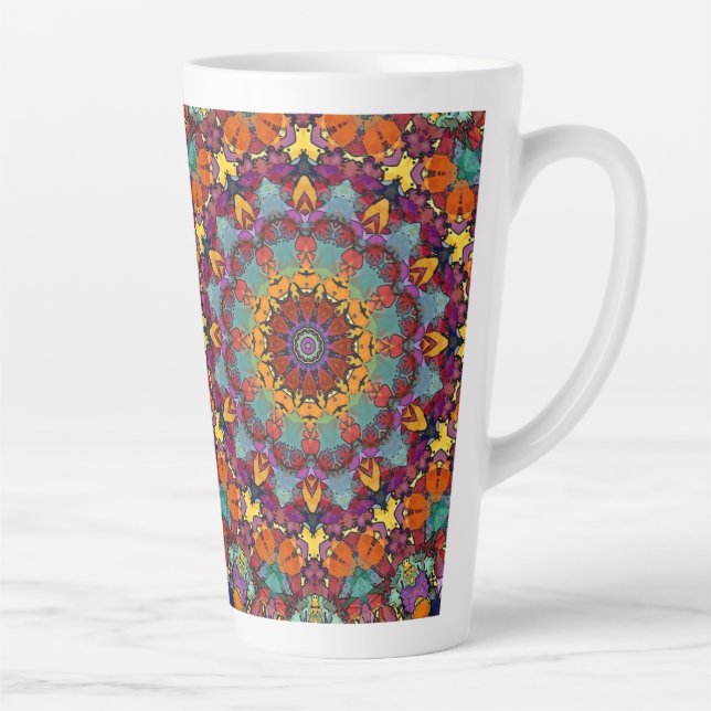 Tasse Latte Fractal Kaleidoscope Mandala Pattern-64351 (Droite)