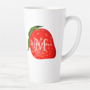 Tasse Latte Fraise Power Girl Monogramme Nom initial