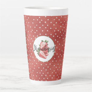 Tasse Latte Fraises à points rouges et blancs