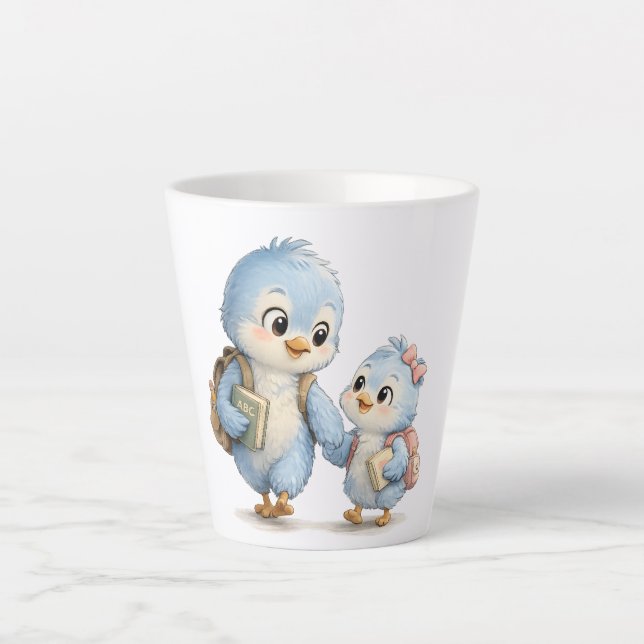 Tasse Latte Frère Sœur Oiseau Bleu (Devant)