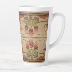 Tasse Latte frise tulipe à fleurs rouges victoriennes York fon