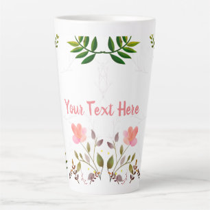 Tasse Latte Fronds, Feuilles et fleurs