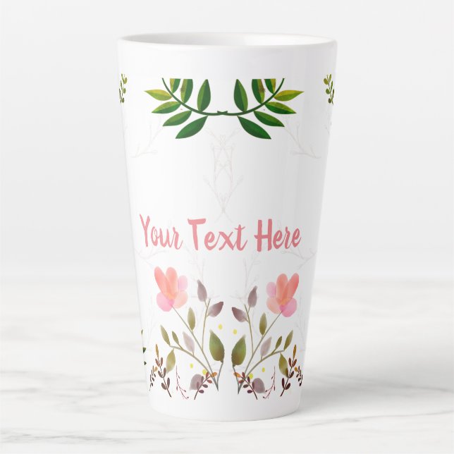 Tasse Latte Fronds, Feuilles et fleurs (Devant)