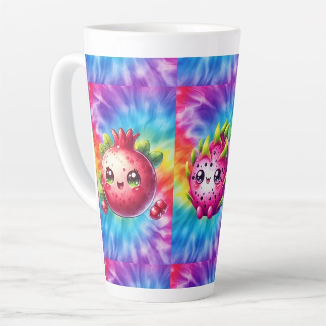 Tasse Latte Fruit du dragon heureux Tie-Dye (Angle gauche)