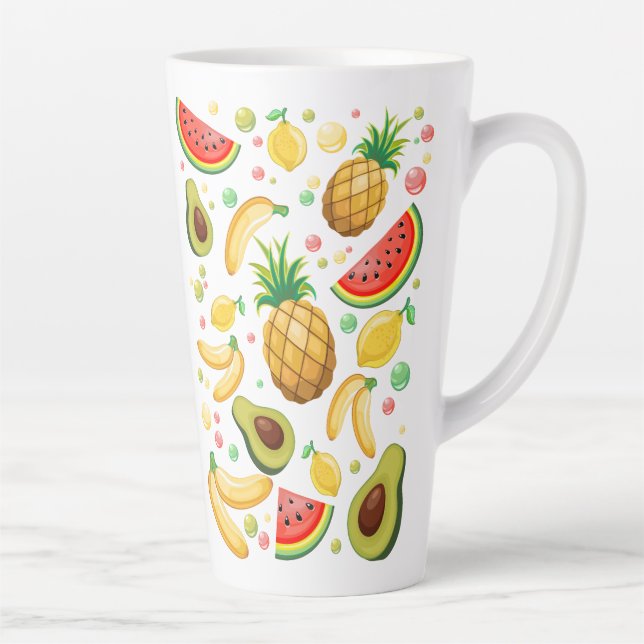 Tasse Latte Fruits d'été frais Motif (Droite)