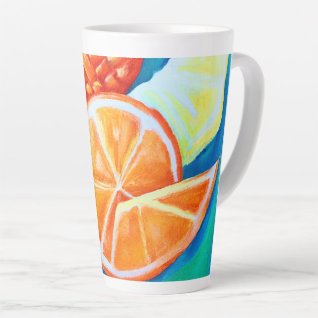Tasse Latte Fruits tropicaux en néon coloré (Angle droit)
