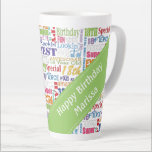 Tasse Latte Fun 18th Birthday Party favoris personnalisé<br><div class="desc">Typographie unique et spéciale thème 18e anniversaire déco et cadeaux de fête. Le texte inclut la force et la force à 18. fabuleux à 18 ans, extraordinaire 18ème anniversaire, extra spécial 18ème anniversaire, heureux 18ème anniversaire, rocking 18ème anniversaire, beau à 18, et extraordinaire 18ème anniversaire. Disponible en texte coloré clair...</div>