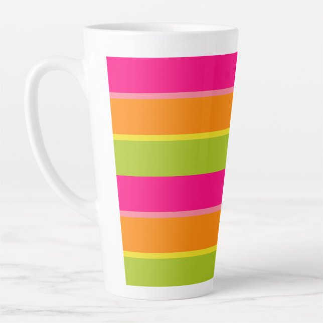 Tasse Latte Fun Vibrant rose chaud, vert, orange et jaune (Gauche)