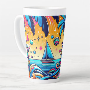 Tasse Latte Fun Whimsic Psychedelic Voilier