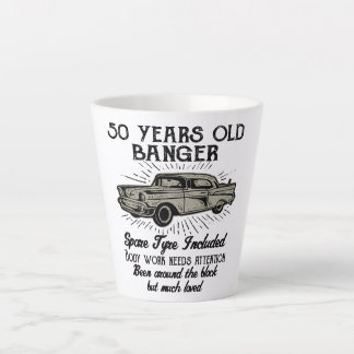 Tasse Latte Funny 50th Birthday Retro Car Banger Date d'ajout