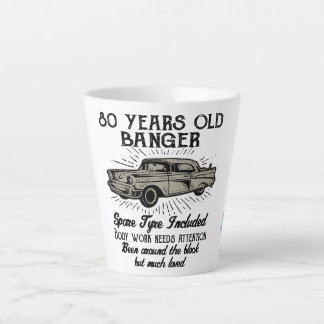 Tasse Latte Funny 80th Birthday Retro Car Banger Date d'ajout