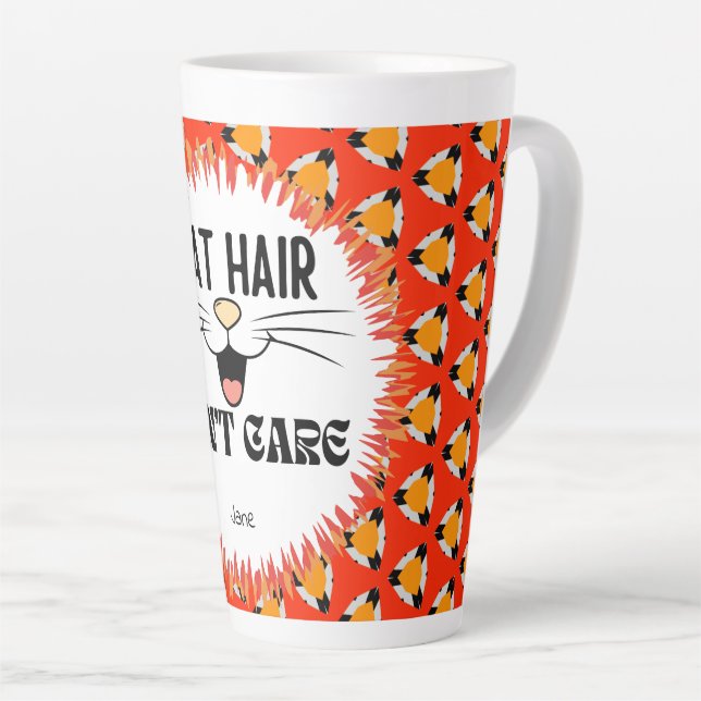 Tasse Latte Funny Amoureux des chats rouge orange noir (Angle droit)