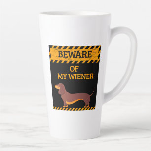 Tasse Latte Funny Dachshund Amoureux des chiens Méfiez-vous de