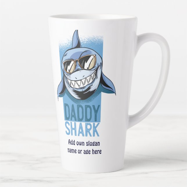 Tasse Latte Funny DADDY SHARK Fête des pères Cadeau Anniversai (Droite)
