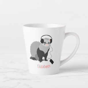 Tasse Latte Funny Ferret Musique Amant Mustelid Nom de l'anima