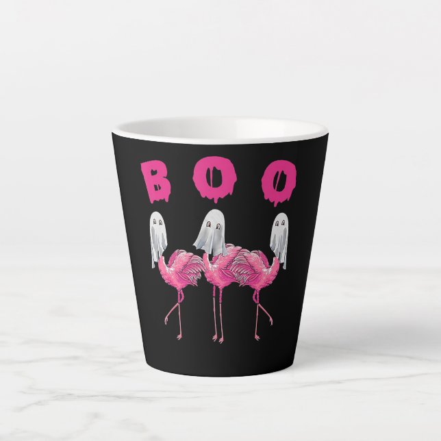 Tasse Latte Funny Ghost Flamingo Boo Halloween Costume Toxits (Devant)