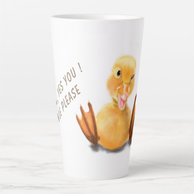 Tasse Latte Funny Jaune Canard Jouer Wink Smile - Texte Person (Devant)