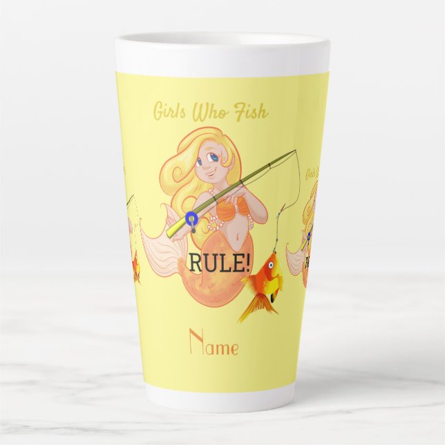 Tasse Latte Funny Pêche Fille Sirène Thunder_Cove   (Devant)