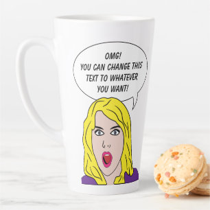 Tasse Latte FUNNY RETRO WOMAN texte personnalisé