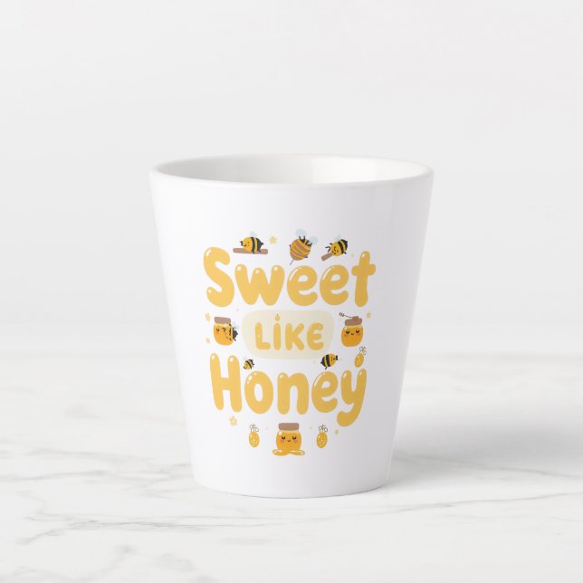 Tasse Latte Funny "Sweet Like Honey" Bumblebee (Devant)