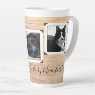 Tasse Latte Furbaby Mom Papa Wood Grain Multi-photo