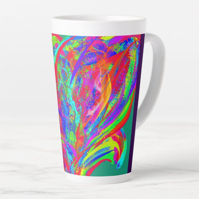 Tasse Latte Furry Rainbow Colored Flower  (Angle droit)