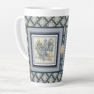 Tasse Latte G Bureau de création Fleur bleue