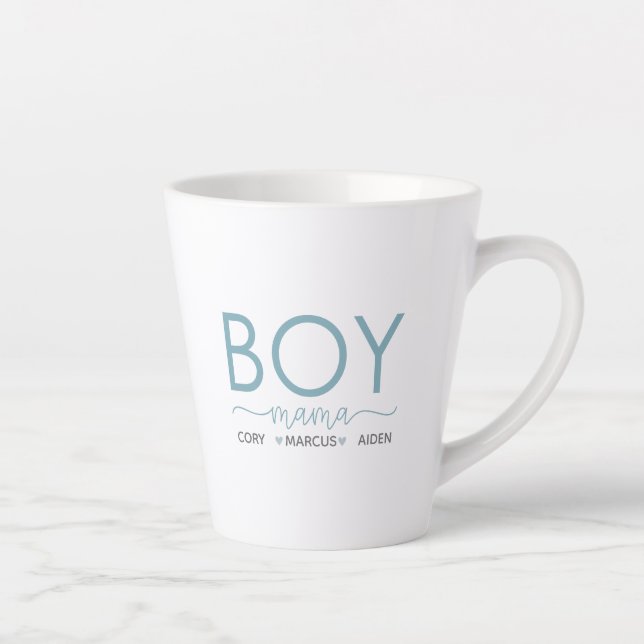 Tasse Latte Garçon Mama Personnalisé Avec Des Noms (Droite)